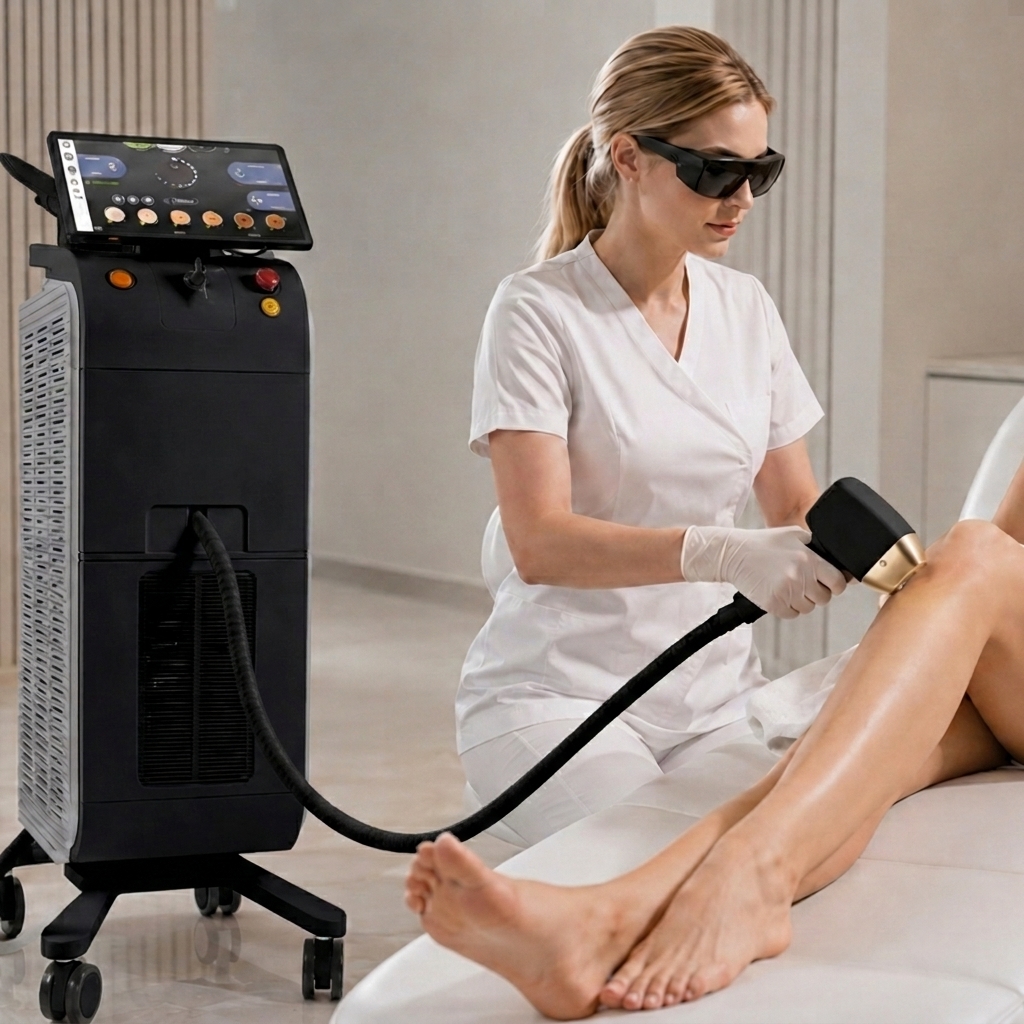 Newest 4K 4 Wavelength Diode Laser Hair Removal 755nm 808nm 1064nm Cooling Handle Diode Laser Hair Removal Machine Professional
