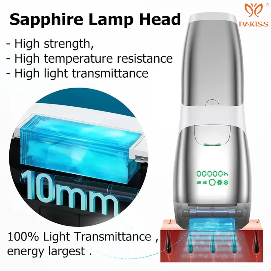 PAKISS Professional Sapphire Ice IPL Hair Removal Device, Auto Skin Tone Recognition, 400,000 Flashes, US Stock Fast Delivery