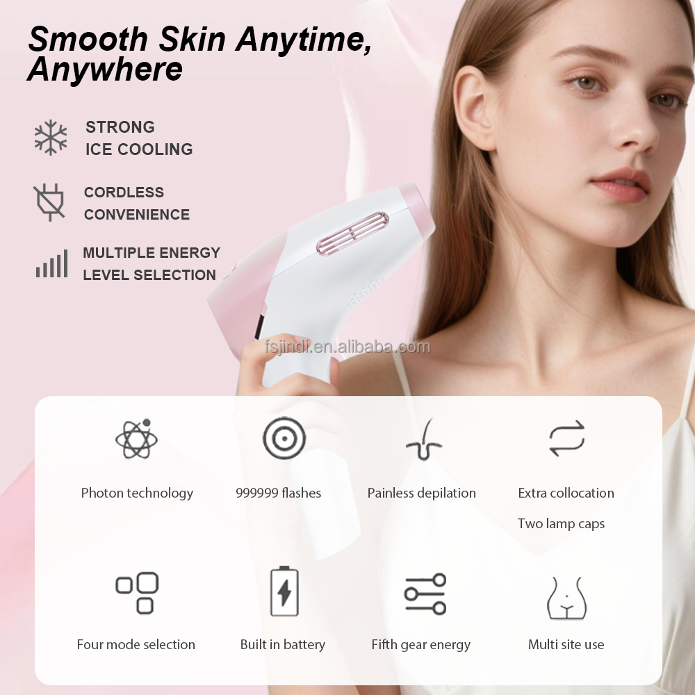 OEM Smart IPL Cordless at Home Laser Hair Removal Device Permanent Visible Hair Reduction in Hair Regrowth for Body &amp; Face