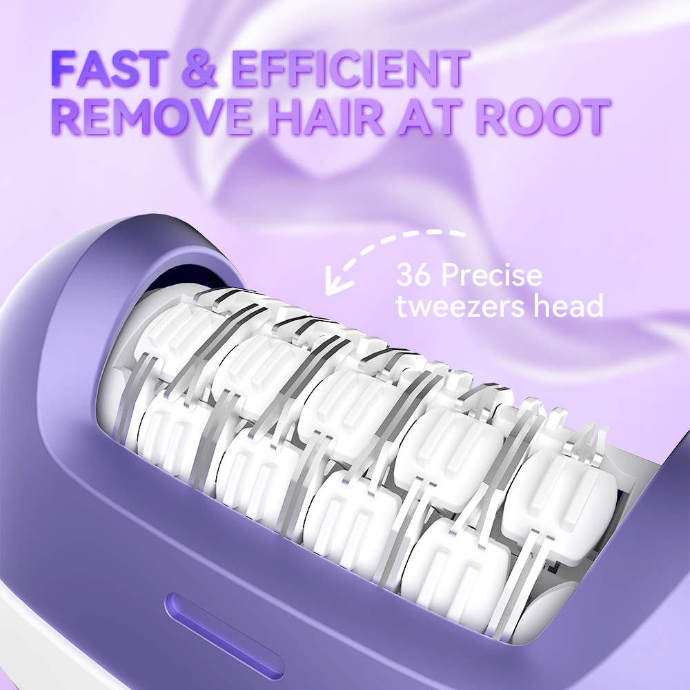 2 In1 Rechargeable Women's Epilator &amp; Tweezer IPX7 Waterproof Painless Hair Removal for Legs Arms Bikini Line with LED Light