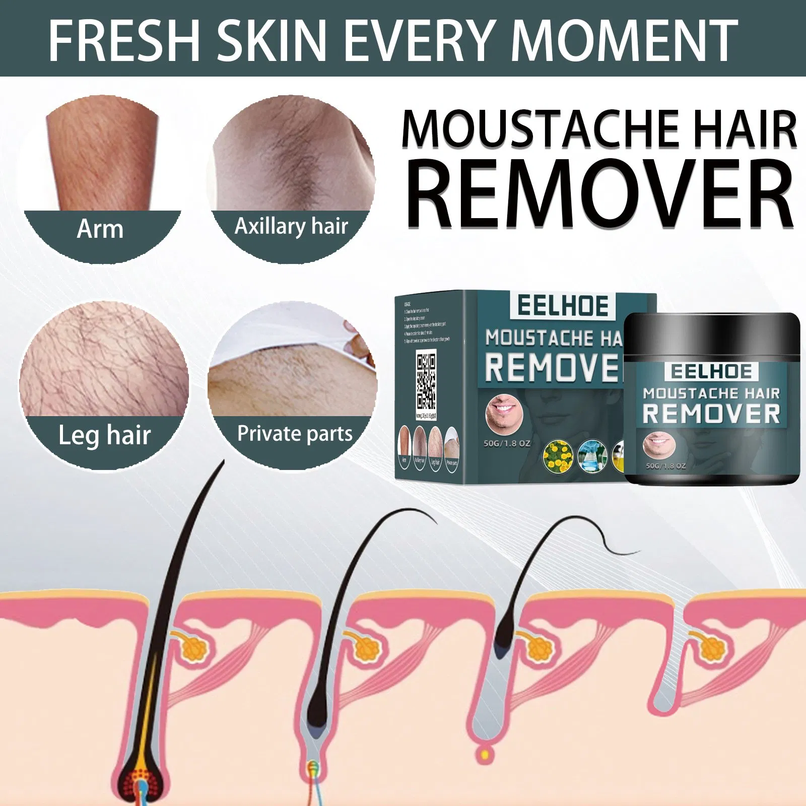 Men's Hair Removal Cream Body Cleansing Gentle Not Hurt Skin Facial Beard Armpit Leg Hair Chest Hair Removal Cream