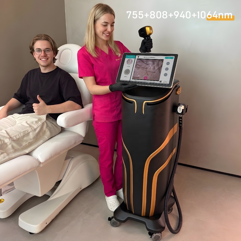 3D Titanium Diode Laser Hair Removal Machine With AI Intelligent Skin Analysis System, 2000W High-Power Salon