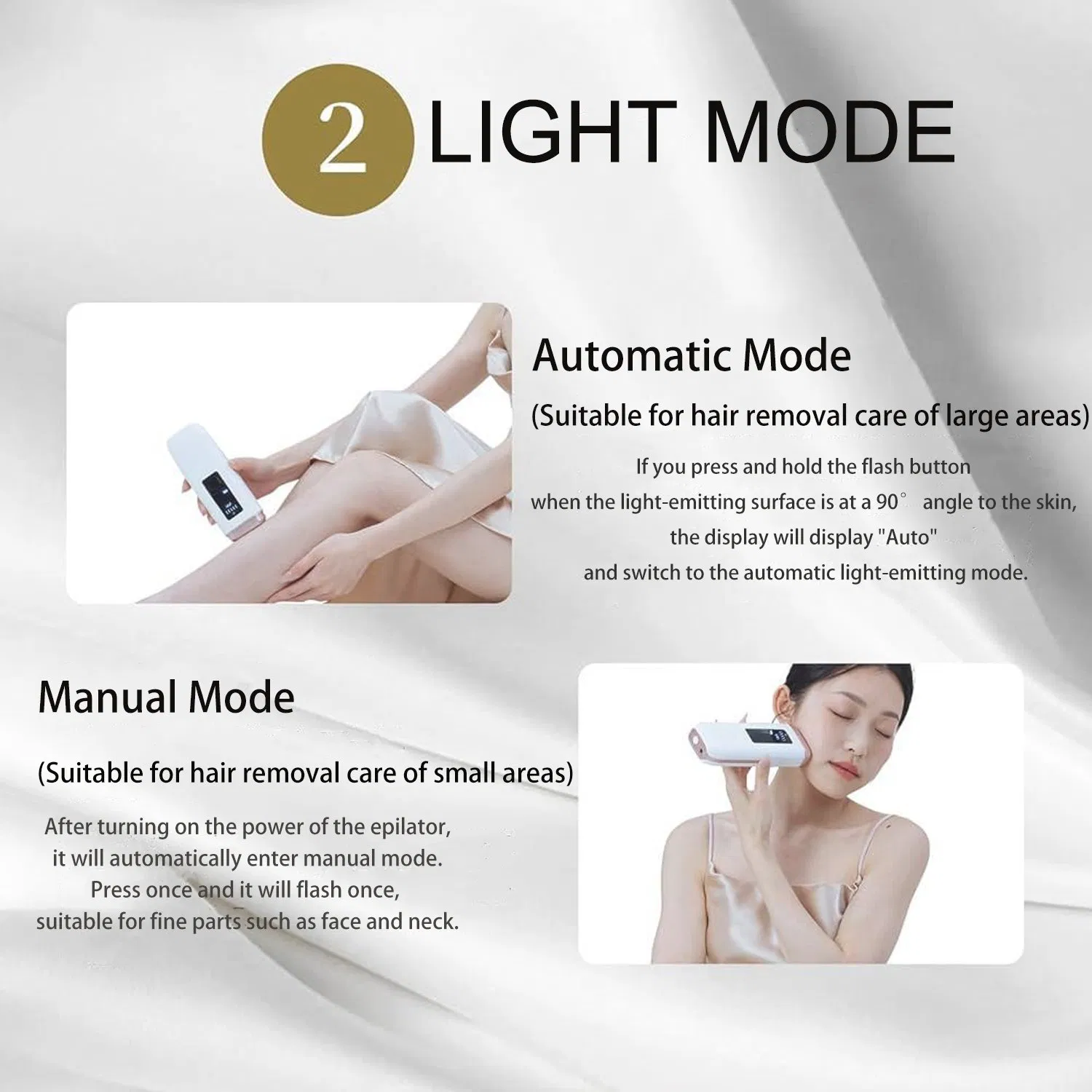 Home-Use 2-in-1 Straight-Plate IPL Hair Removal Device with an Ice-Cooling Function and a Dust Cover.