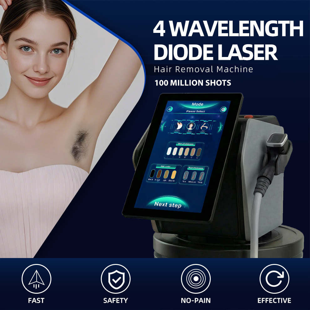 Most Advanced 4 Wave 808 Diode Laser Depilacion Hair Laser Removal Diodo Machine Professional Diode Ice Laser 4 Wave