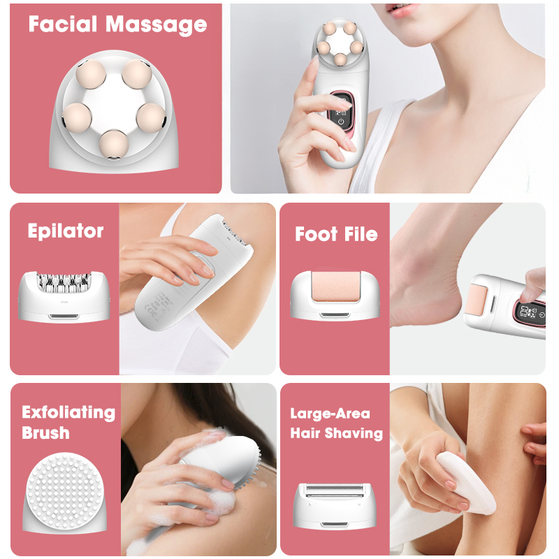 Lanumi 956 5 in 1 Electric Epilator Lady Shaver IPX7 Waterproof 800mAh Double Headed Shaver Razors Electrics Bikini Trimmer