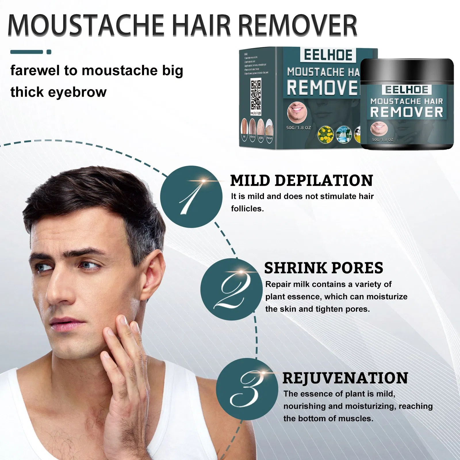 Costom Men's Painless Hair Removal Cream Whole Body Hair Removal Wax to Remove Hand Hair and Armpit Quick Cleansing
