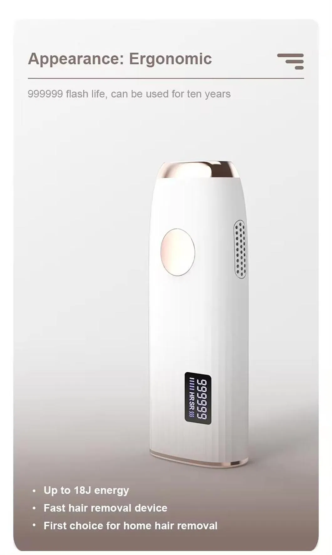 Laser skin rejuvenation and hair removal device detail
