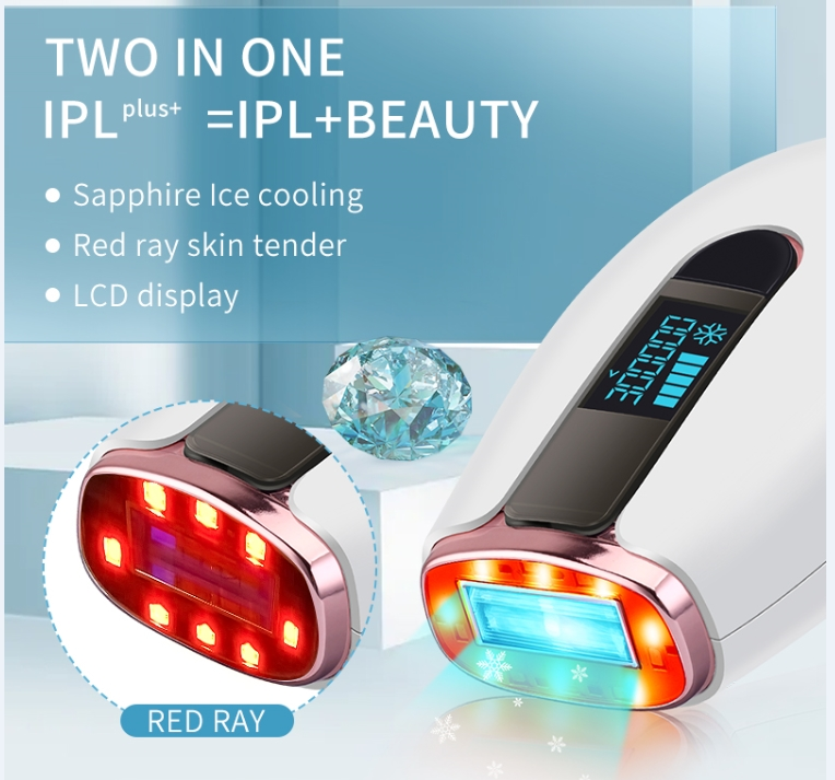 IPL Hair Removal Device with Sapphire Ice Cooling Magnetic Small Head for Face and Body Painless Hair Removal Household English