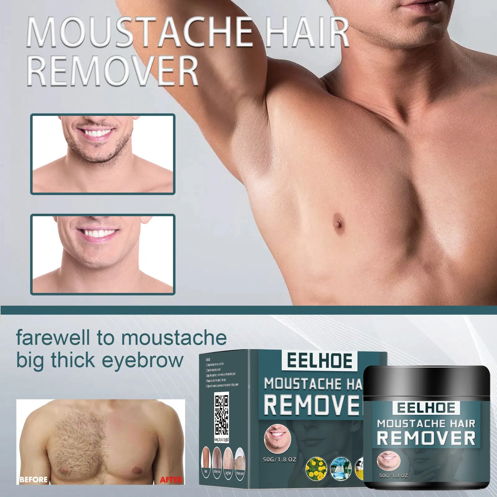 Costom Men's Painless Hair Removal Cream Whole Body Hair Removal Wax to Remove Hand Hair and Armpit Quick Cleansing