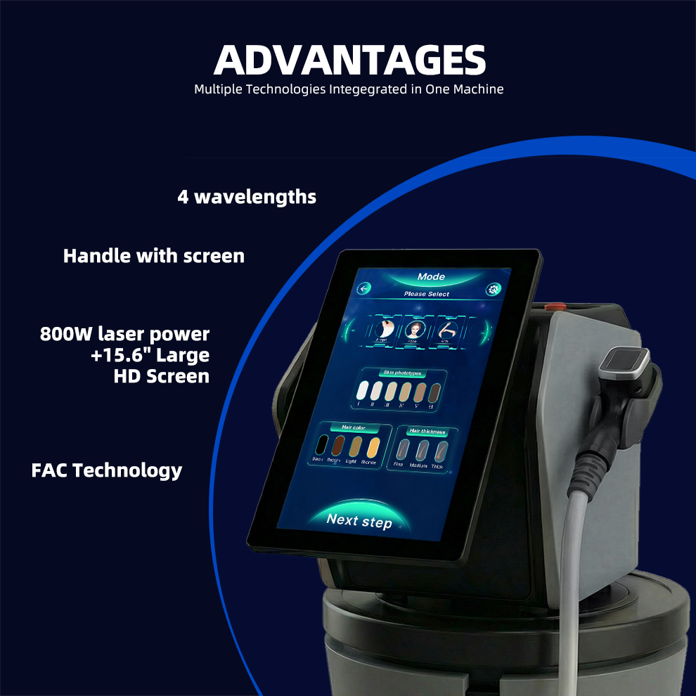 Most Advanced 4 Wave 808 Diode Laser Depilacion Hair Laser Removal Diodo Machine Professional Diode Ice Laser 4 Wave