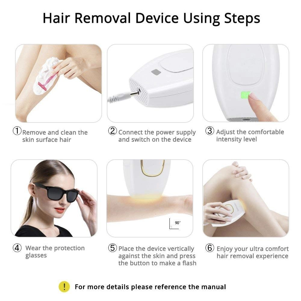 Pain-Free Home IPL Laser Hair Epilator Manual/Battery-Powered Painless Hair Removal Machine in English for Household Use