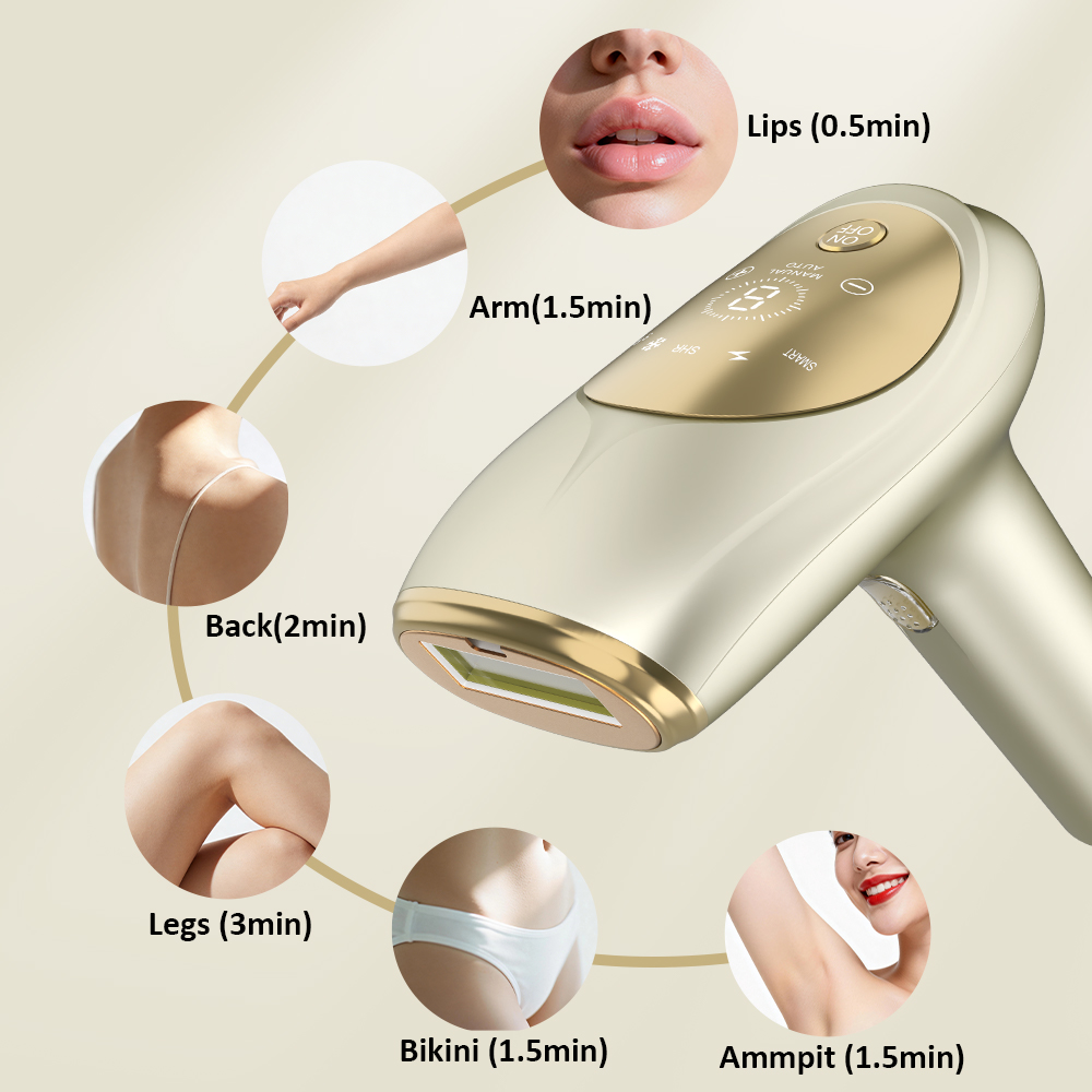 Custom 30J Handset Ice Cooling IPL Laser Hair Removal Device with Skin Tone Sensor and Fast Flashing for Body and Household Use
