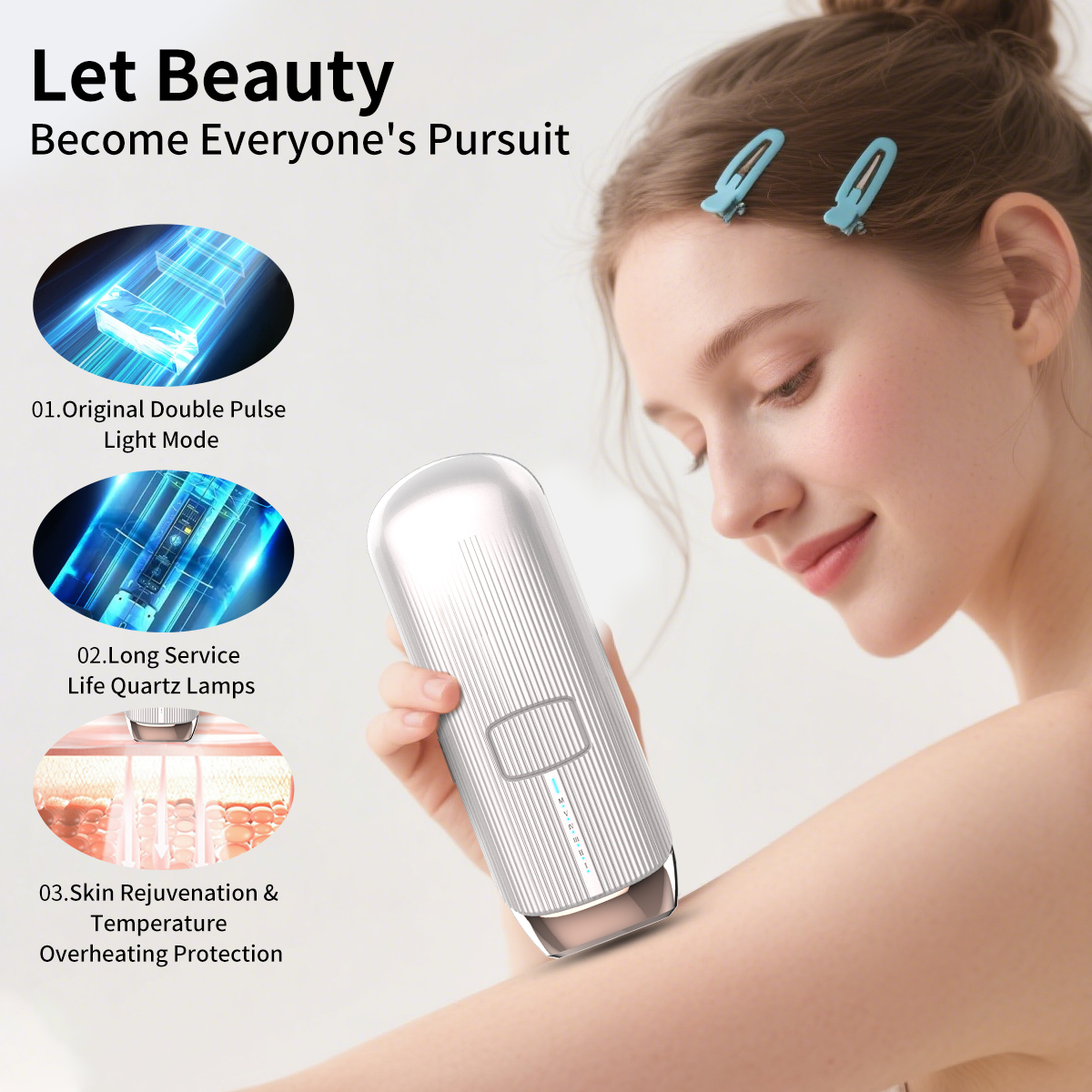Moolweel T055 64W Portable Laser Hair Removal Machine Best Professional DPL IPL for Home Use Painless Permanent At-Home Epilator