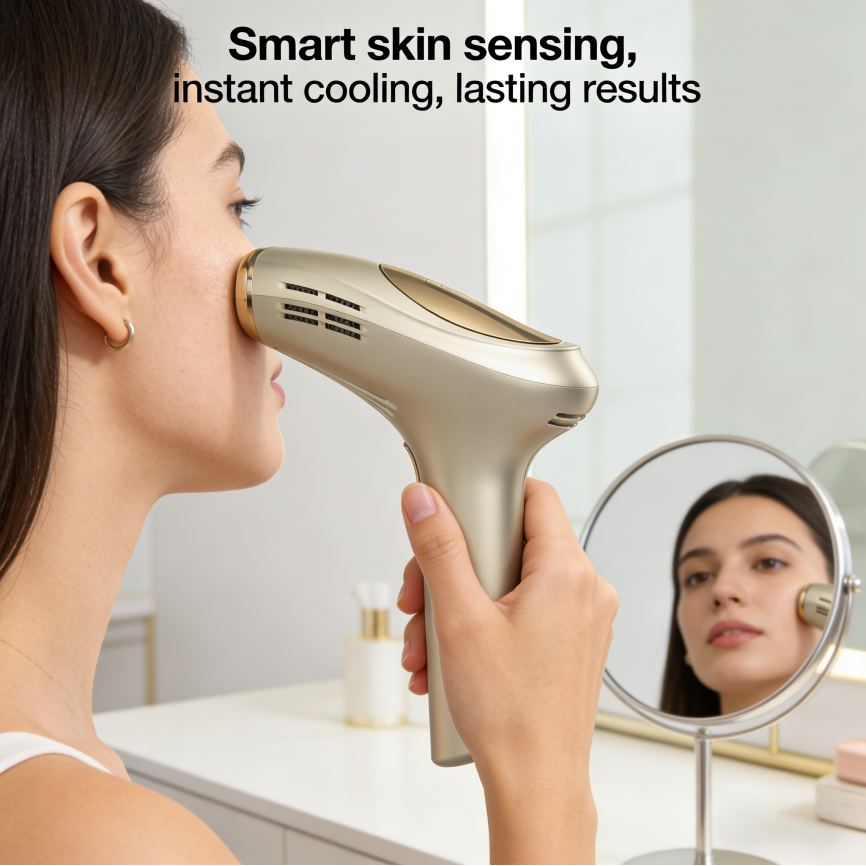 High-Power Household Auto Skin Tone Sensor Face &amp; Body IPL Epilator Machine Ice Cool Professional Hair Removal