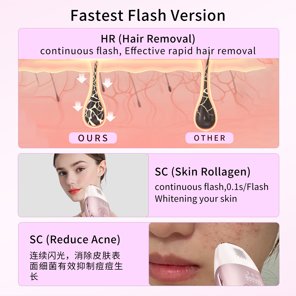 Rechargeable Sapphire Depilator Ice Cooling Painless IPL Machine Fast Flash Portable Permanent Home Wireless Laser Hair Removal