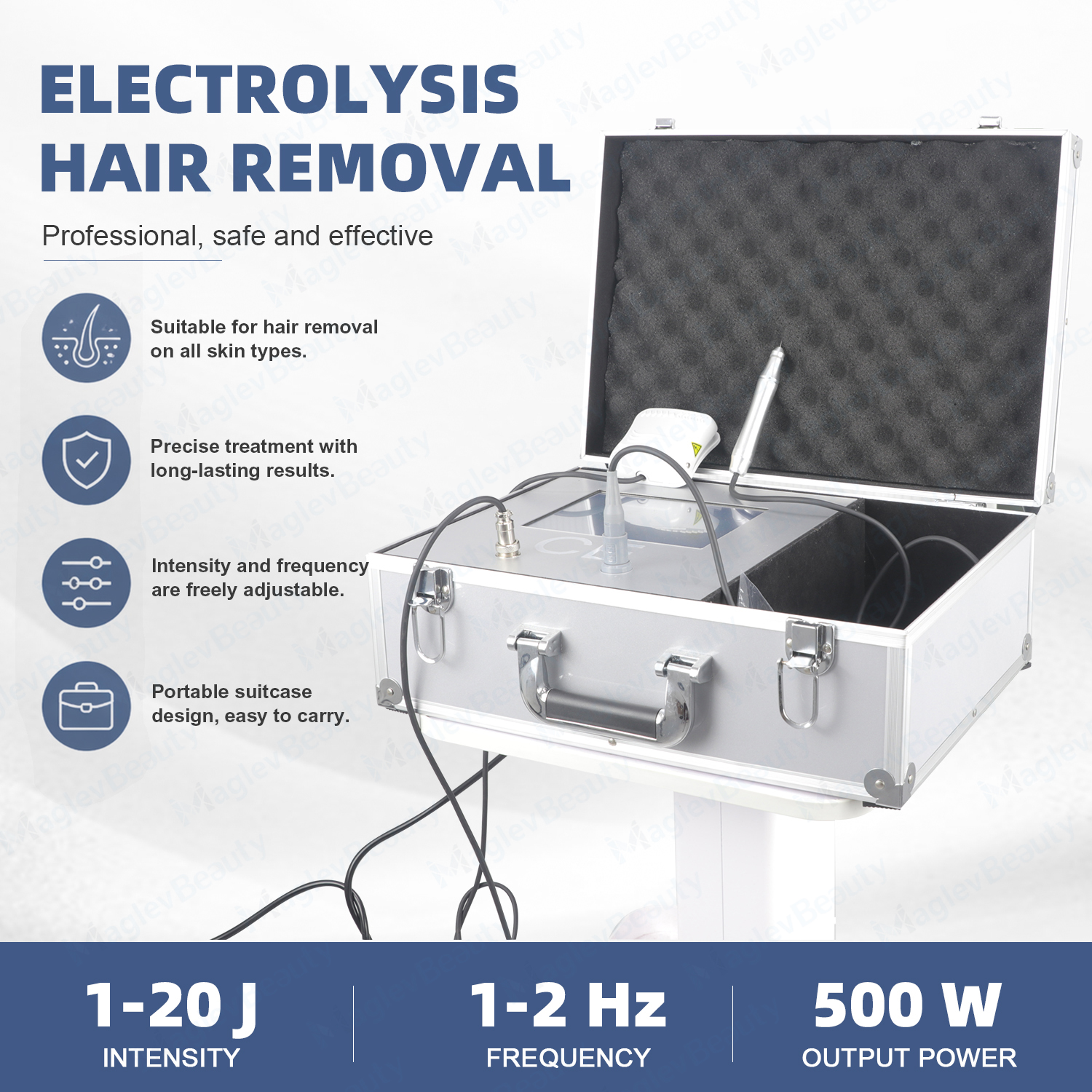 Professional Electrolysis Hair Removal System Permanent Follicle Destruction 1-2Hz for Face Armpit Bikini Line Full Body
