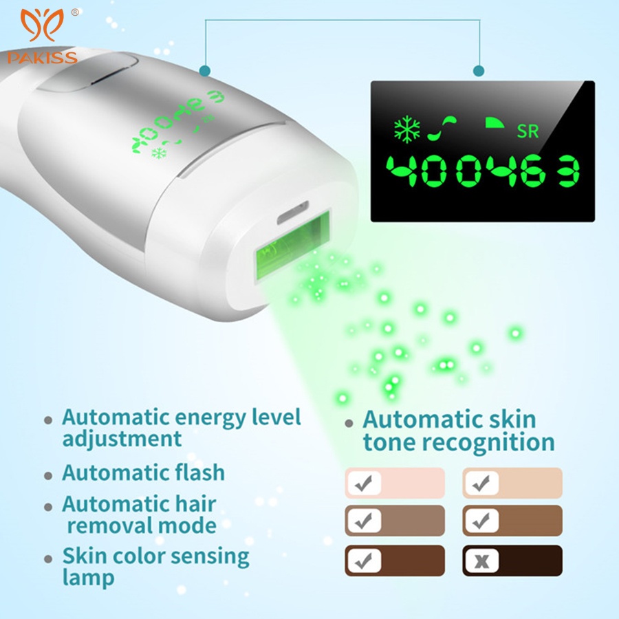 PAKISS Professional Sapphire Ice IPL Hair Removal Device, Auto Skin Tone Recognition, 400,000 Flashes, US Stock Fast Delivery