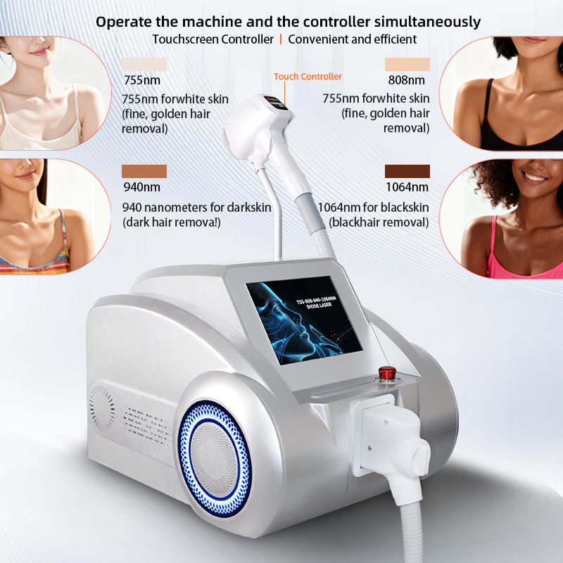 Professional Diode Laser Hair Removal Machine 4 Waves 755 808 940nm 1064nm Permanent Painless Skin Rejuvenation Beauty Device