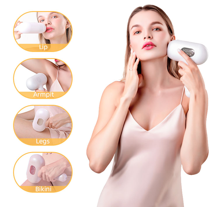 Qizhe IPL-008 48W Handheld Sapphire Ice Cooling Laser Hair Removal Device for Home Use Armpit &amp; Face US Plug