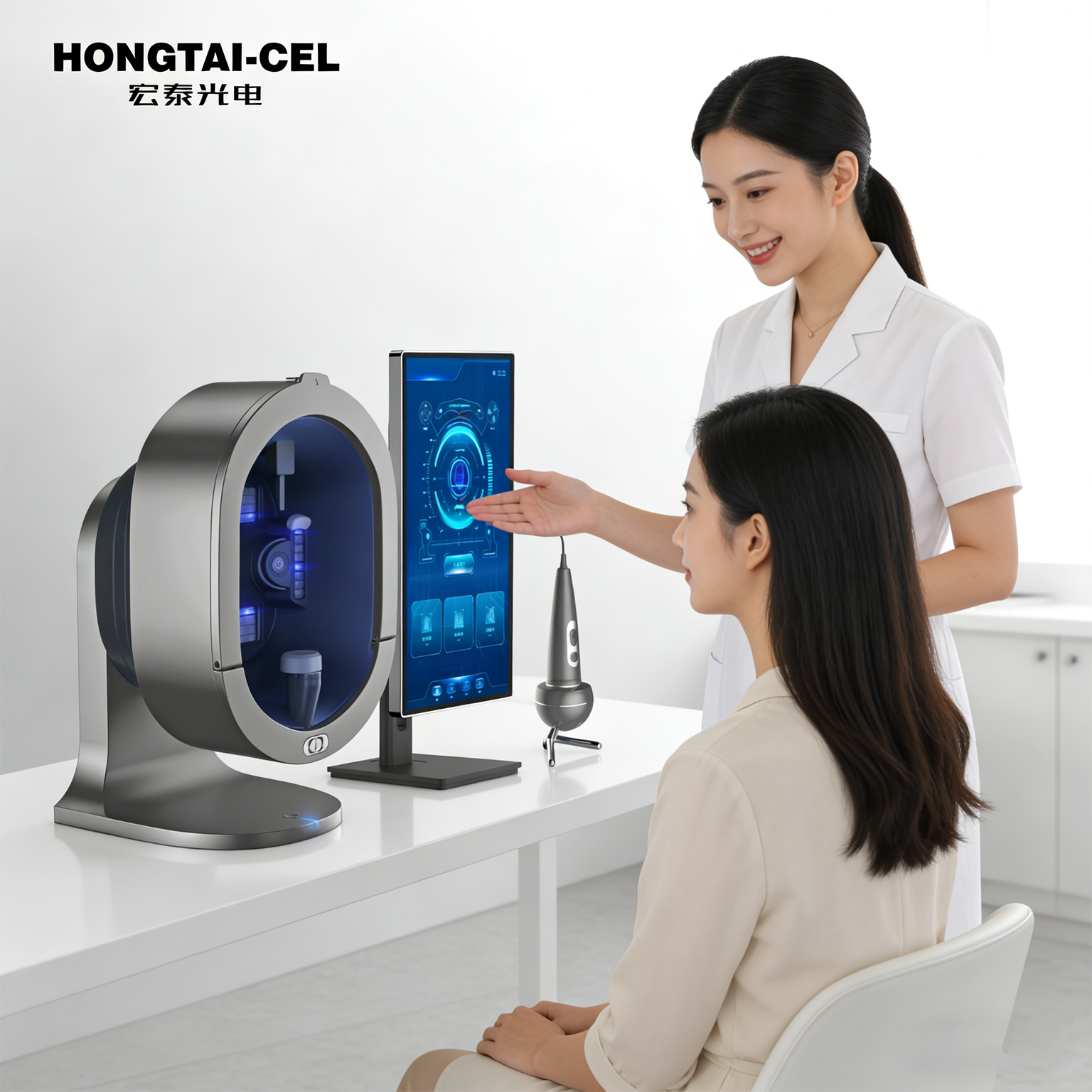 X5Pro Professional AI Skin Analysis Machine Salon Use Moisture Wrinkle Acne Pore Tester 8 Spectral Pigment Analysis Skin Scanner