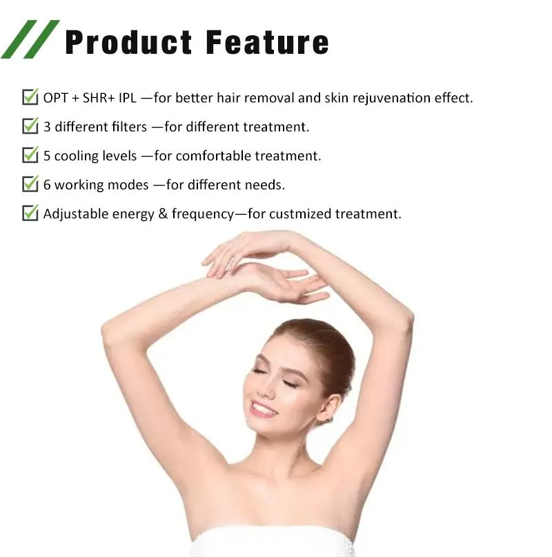 Multifunctional 3 Filters Skin Rejuvenation and Firm Permanent IPL Hair Removal Device Portable