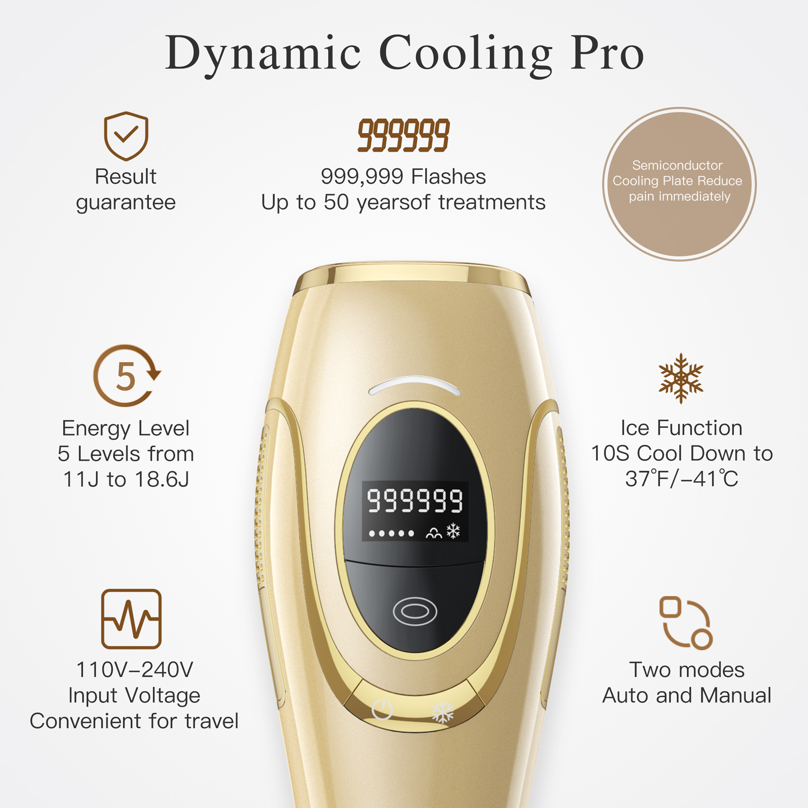 Ice Cool IPL Laser Hair Epilator Removal Machine Permanent Painless Hair Remover Device for Facial Body at Home