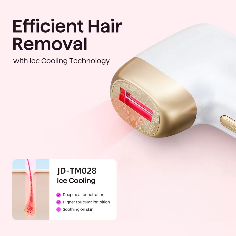 Mini Painless Ice Cooling IPL Hair Removal Max 24J High Energy Laser Hair Removal Machine for Face Bikini Line Armpit Leg Back