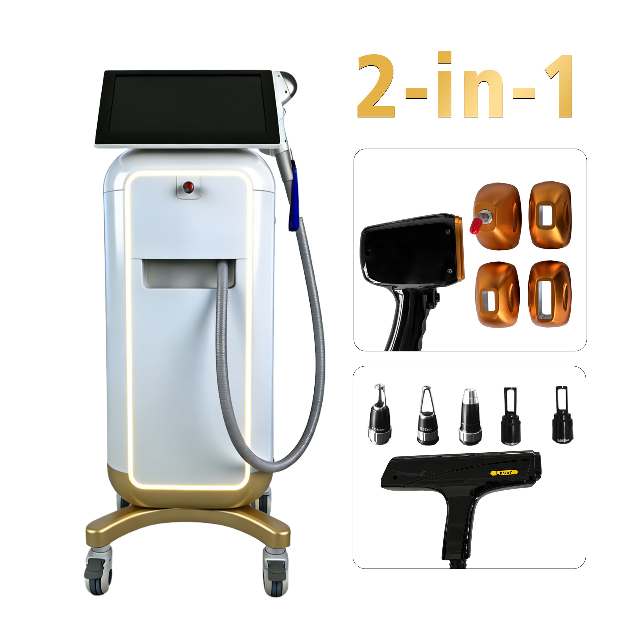 New Product Wholesale 2in1 Dual Handles Laser Beauty Machine Hair Remove For Women Beauty Salon For Body Picosecond Laser