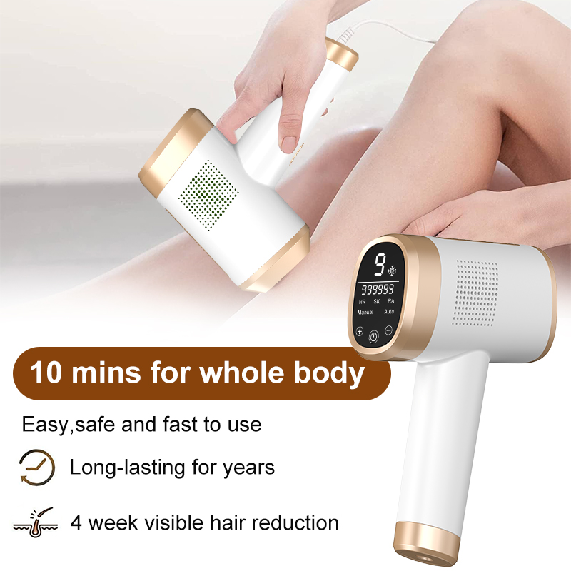Handheld Gun Shape ABS IPL Hair Removal Device Ice Cooling Painless Full Body At-Home Hair Remover