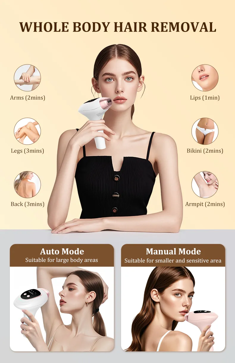 Portable IPL Hair Removal Device with Pain-Free Permanent Hair Reduction
