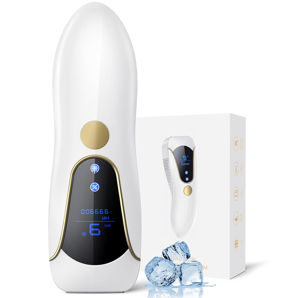Pulse Light IPL Hair Removal Device - High Energy Lazer For Full Body &amp; Face, Ice Cooling For Sensitive Skin