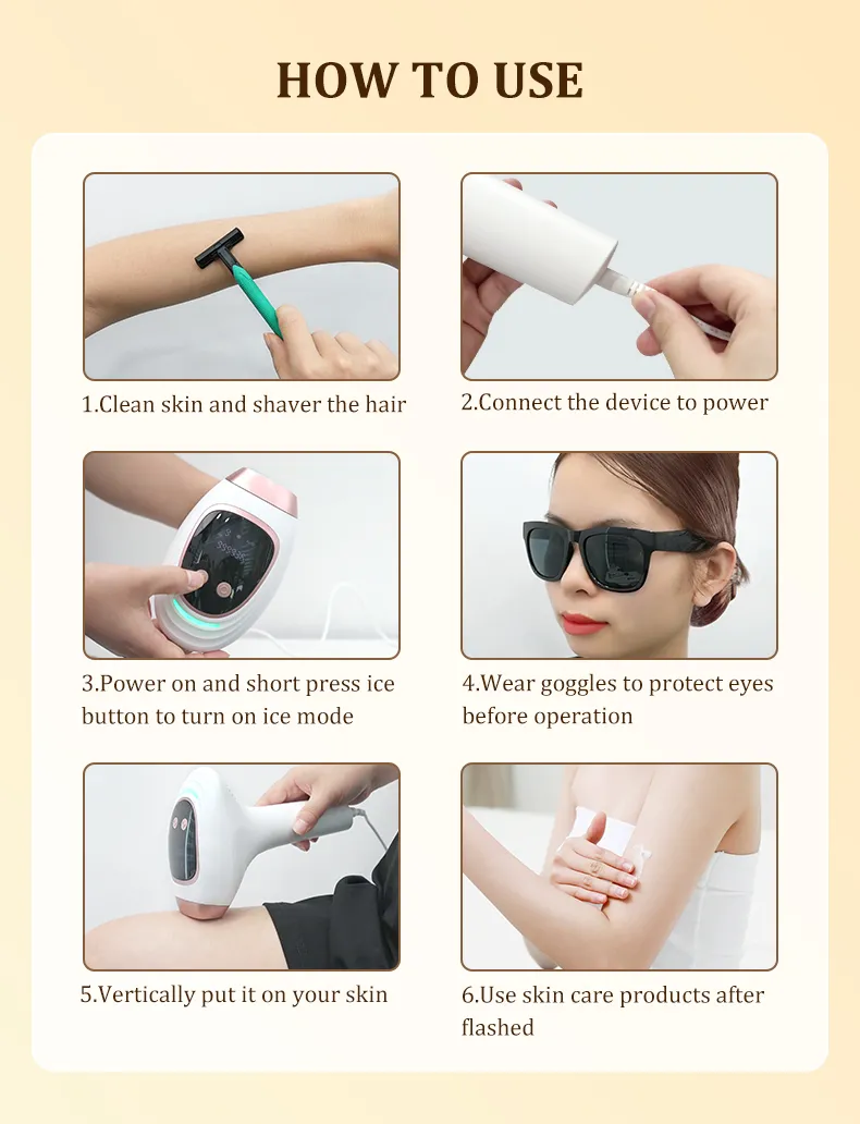 Portable IPL Hair Removal Device with Pain-Free Permanent Hair Reduction