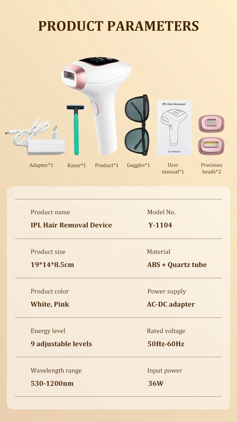 Portable IPL Hair Removal Device with Pain-Free Permanent Hair Reduction