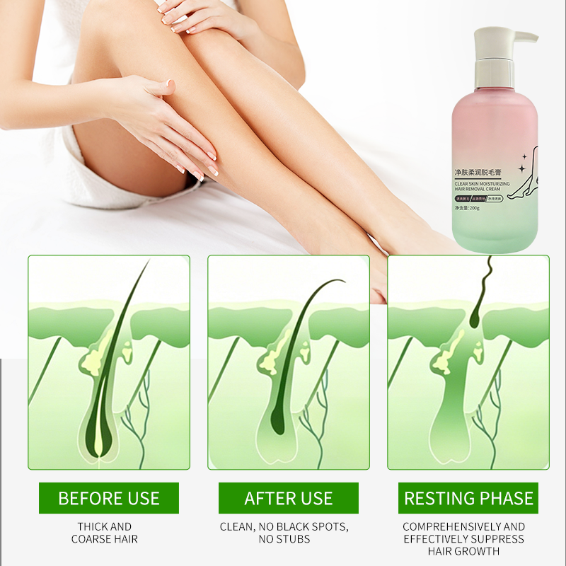 Clear Skin Moisturizing Hair Removal Cream Gentle Body Hair Remover For Arms Legs Underarms Hands Hydrating Non-Irritating