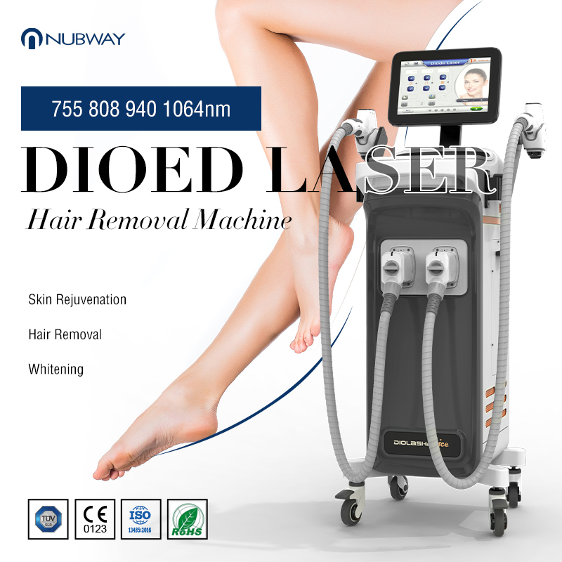 Nubway 2000w 755nm 808nm 1064 Nm Depilation 20HZ Ultra-Fast Frequency Diode Laser Hair Removal Machine Spa Use