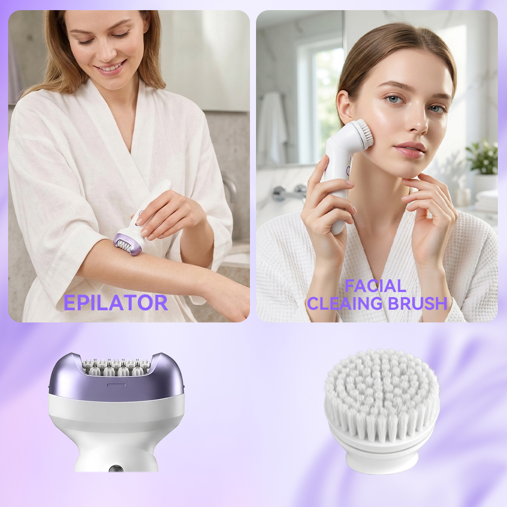 2 In1 Rechargeable Women's Epilator &amp; Tweezer IPX7 Waterproof Painless Hair Removal for Legs Arms Bikini Line with LED Light