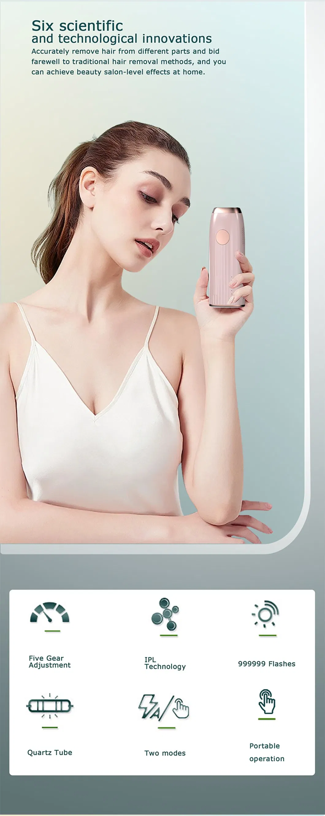 Professional Easy to Operate Permanent Painless Home Handset Laser Epilator Hair Removal