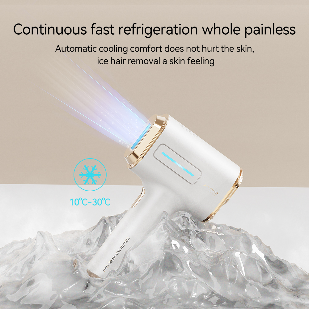 Sapphire IPL Hair Removal Device - 9&deg;C Cooling Tech Smart LCD Display 3 Cleared Replaceable Heads Painless Hair Reduction
