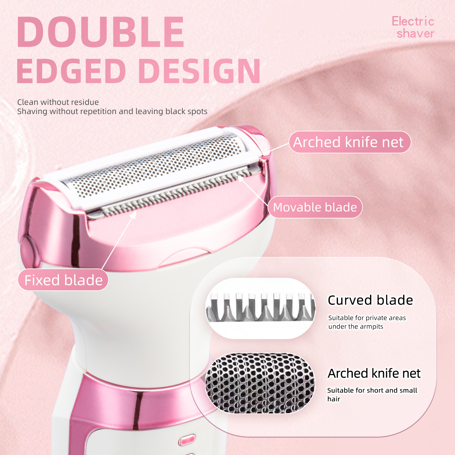 Electric Shaver Lady Shaver 4 In One Electric Rechargeable Hair Removal Kit Pin Hair Removal Trimmer Set Women Body Shaver