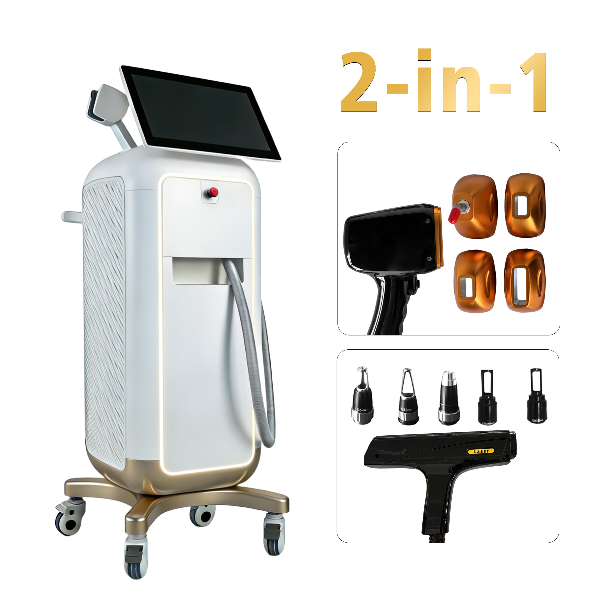 New Product Wholesale 2in1 Dual Handles Laser Beauty Machine Hair Remove For Women Beauty Salon For Body Picosecond Laser