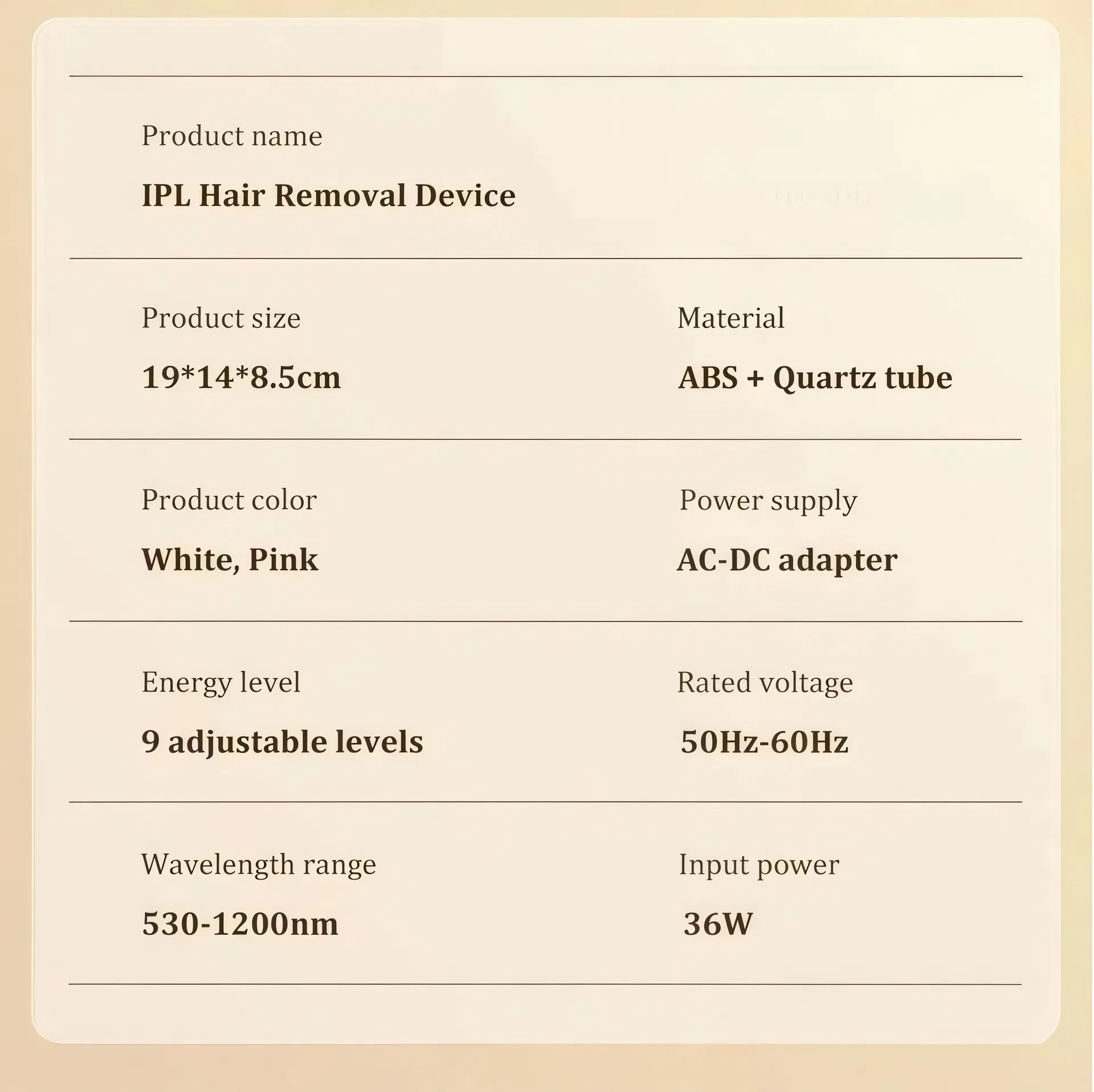 Product Specifications Visual