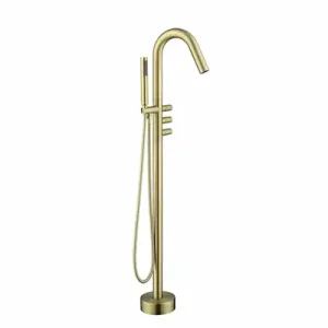 High-Quality Freestanding Bathtub Faucet, Floor Mount Tub Filler, High Flow Brass Bath Shower Faucets With Hand Shower And 360° Swivel Spout, Floor Mount Tub Faucet, Free Standing Bathtub Faucet Suppliers, Product