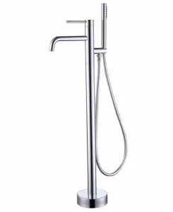 OEM Freestanding Bathtub Faucet Floor Mount Tub Filler Chrome Brass Single Handle Bathroom Faucets with Hand Shower Suppliers, Company