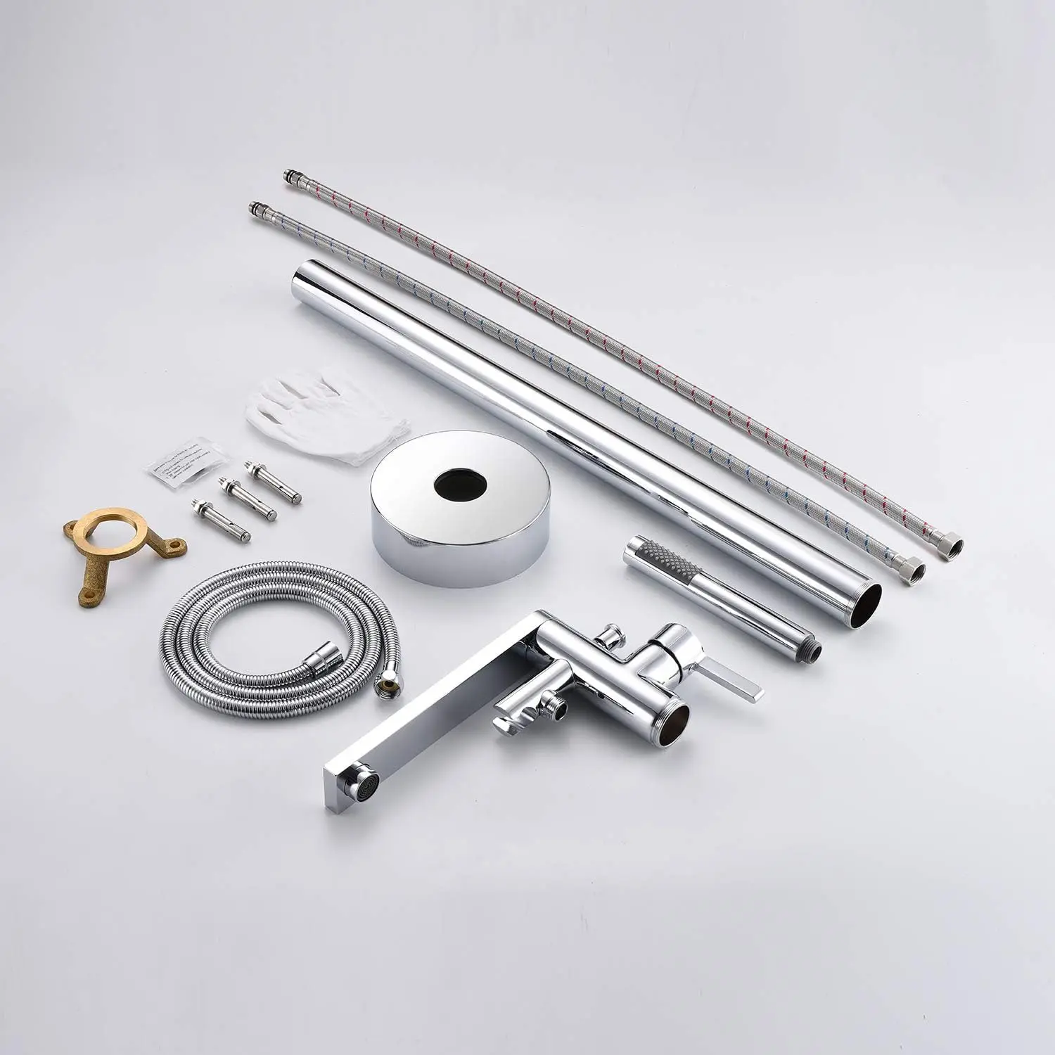 OEM Freestanding Bathtub Faucet Tub Filler Chrome Floor Mount Brass Single Handle Bathroom Faucets with Hand Shower Supplier, Exporter