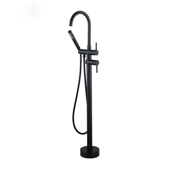 OEM Floor Mount Bathtub Faucet Freestanding Tub Filler Standing High Flow Shower Faucets Shower Mixer Taps, Swivel Gooseneck Spout Manufacturer, Exporter