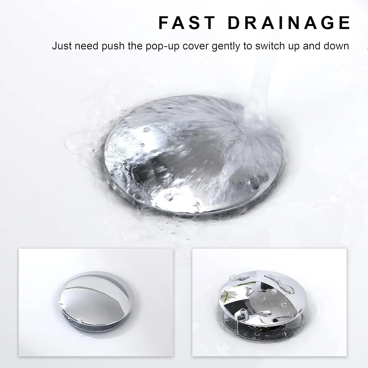 Cheap Pop up Sink Drain Stopper with Overflow Chrome for Bathroom Vessel Vanity Sink Art Basin，Big Cap Sink Drain with Overflow, Metal Pop-up Drain Strainer with Detachable Basket Stopper Supplier, Product
