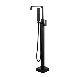 Wholesale Freestanding Bathtub Faucet Tub Filler Black Waterfall Floor Mount Single Handle Brass Bathroom Faucets with Handheld Shower Manufacturer, Product