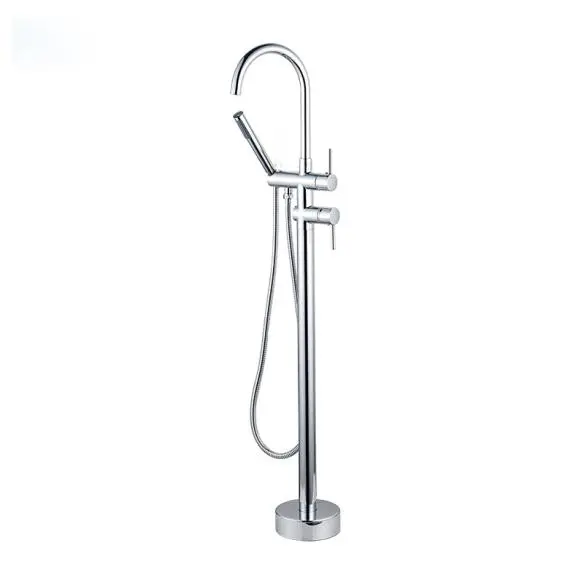 OEM Floor Mount Bathtub Faucet Freestanding Tub Filler Standing High Flow Shower Faucets Shower Mixer Taps, Swivel Gooseneck Spout Manufacturer, Exporter