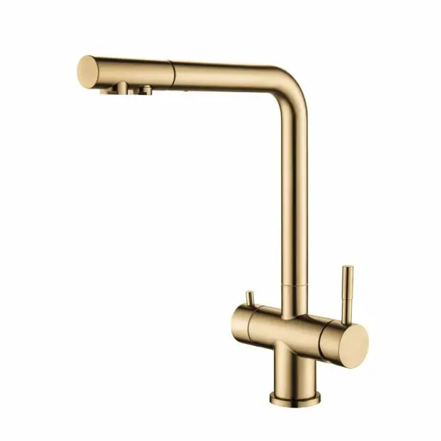 China Kitchen Pull-Out Filtered Faucet Chrome Brass Purifier Faucet 360 Rotation Dual Sprayer Drinking Water Tap Companies, Products