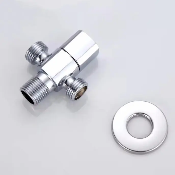 High-Quality One-in And Two-out Angle Valve Hot And Cold Water Toilet Stop Valve Double Water Full Copper Thickened Triangle Valve (Color : Silver, Gold, Black, Silver) Company, Product